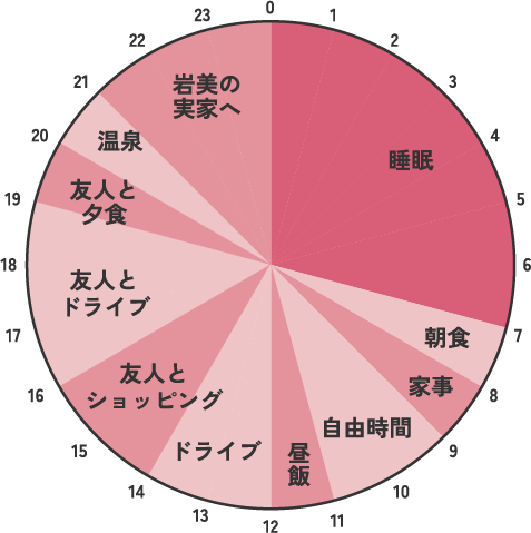 平日と休日の過ごし方の円グラフ